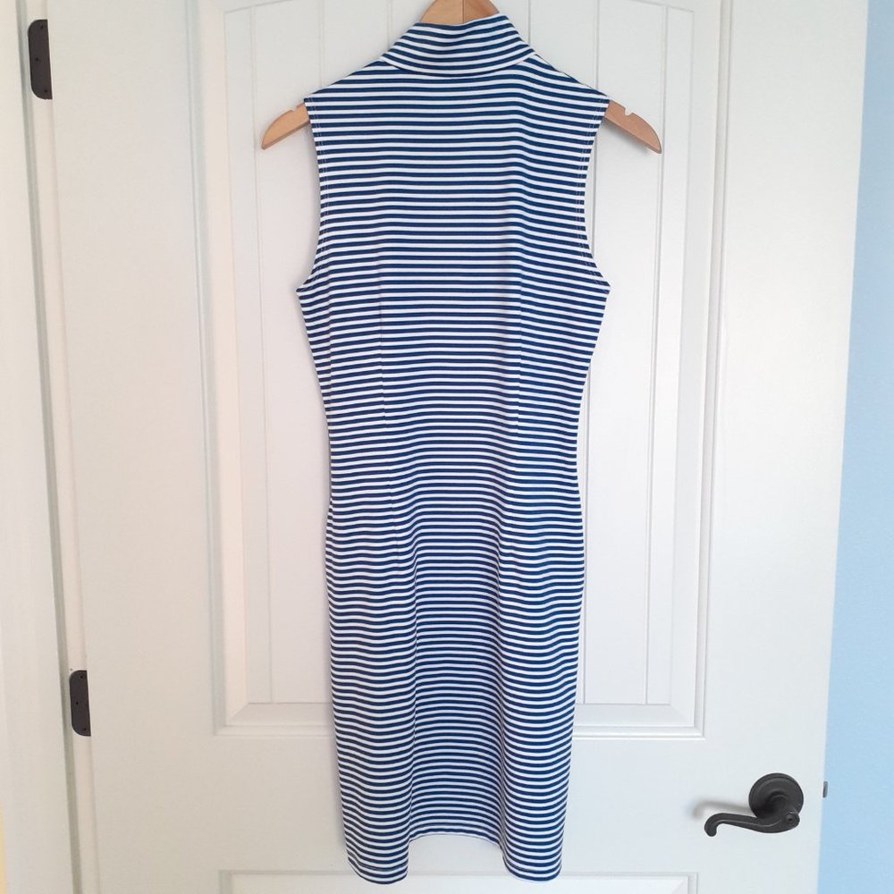 Sailor Sailor Sleeveless 1/4 Zip Striped Dress with Pockets Blue White Size XS - Picture 2 of 12